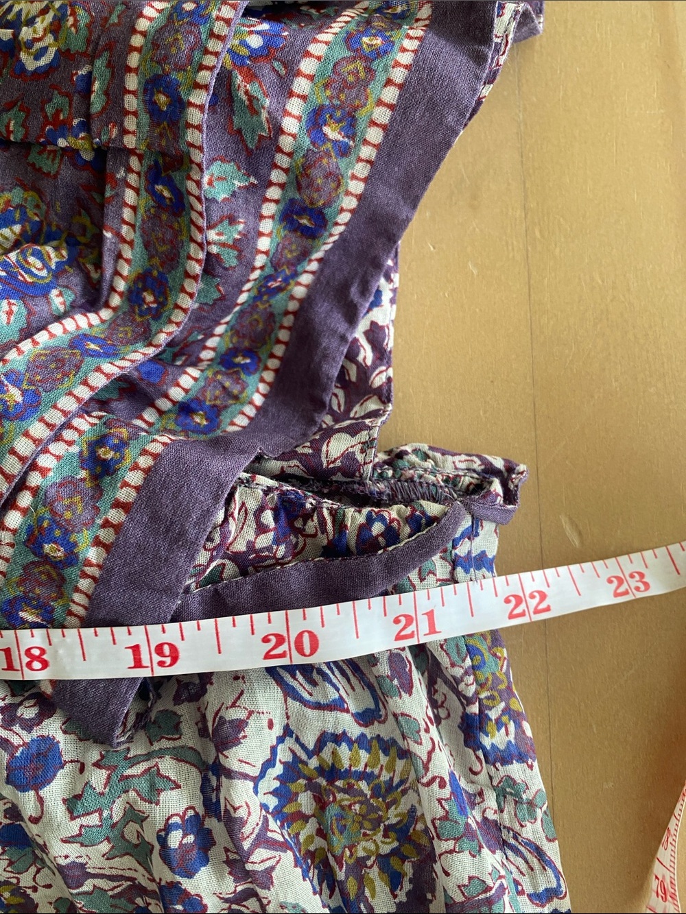 Sea New York 100% Cotton Rosita Border Print Flutter Sleeve Top Size M Purple - Picture 6 of 8